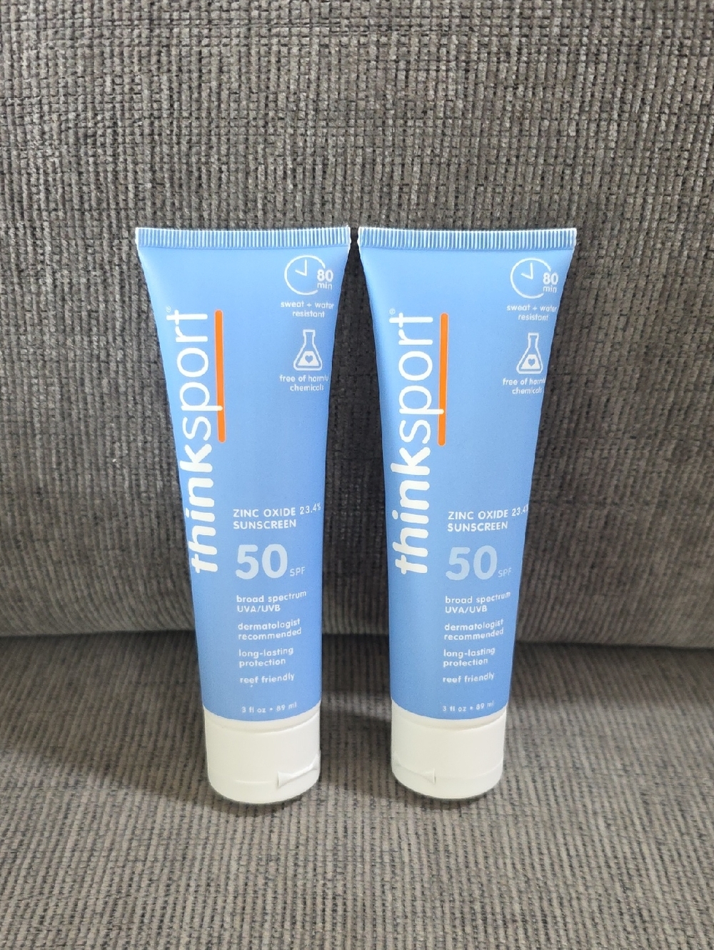 ThinkSport SPF 50 Sunscreen Tubes (2) New, 3oz. Each